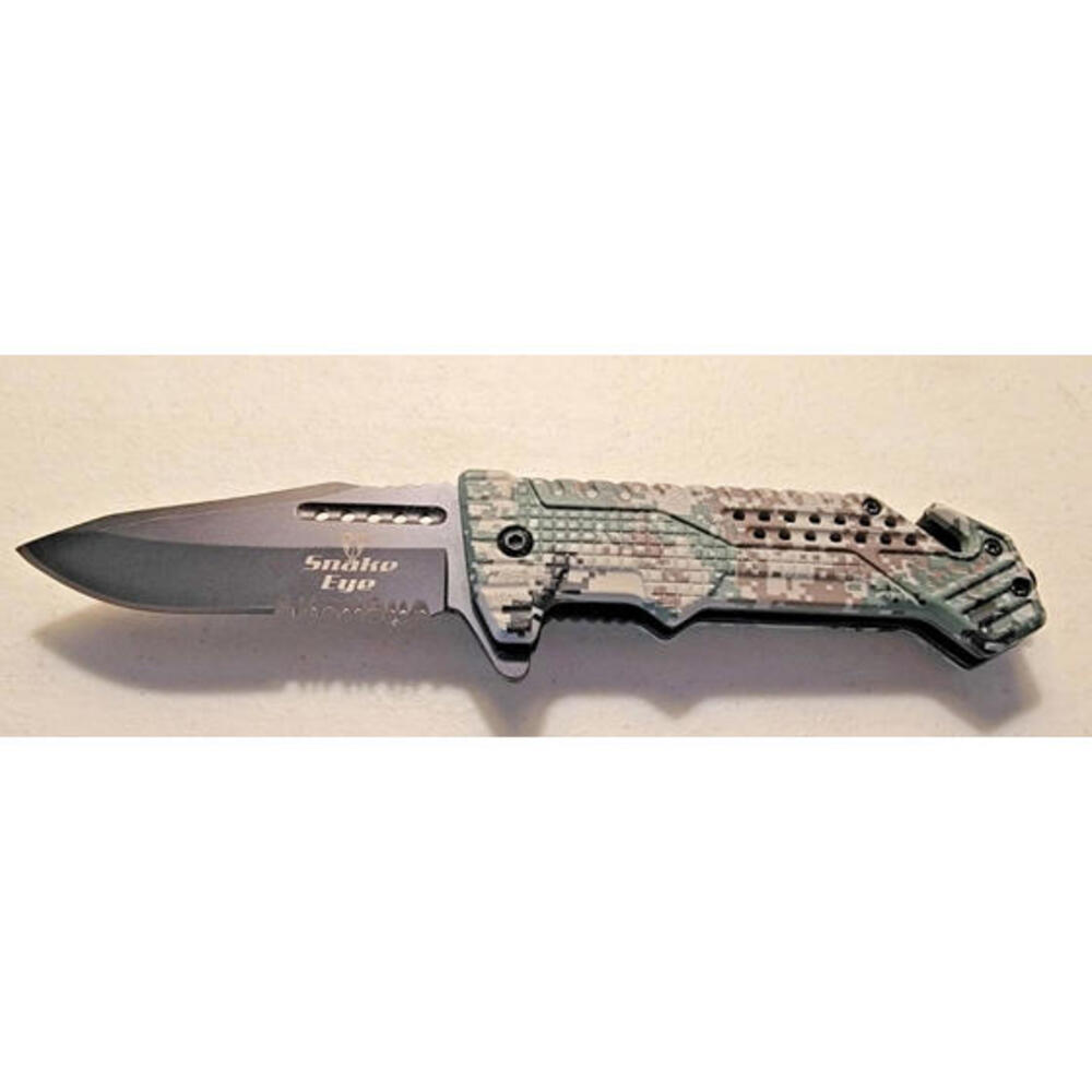 Snake Eye Tactical Camo G10 Handles 2 Tone 440 Stainless Steel Blade